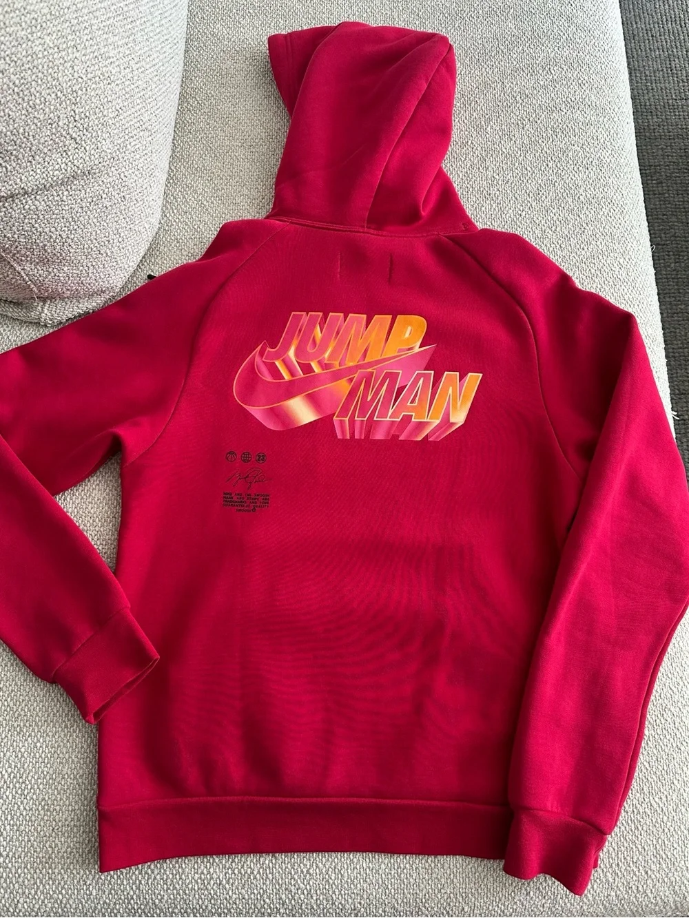 Jordan Red Fleece with Black Label and White Trim